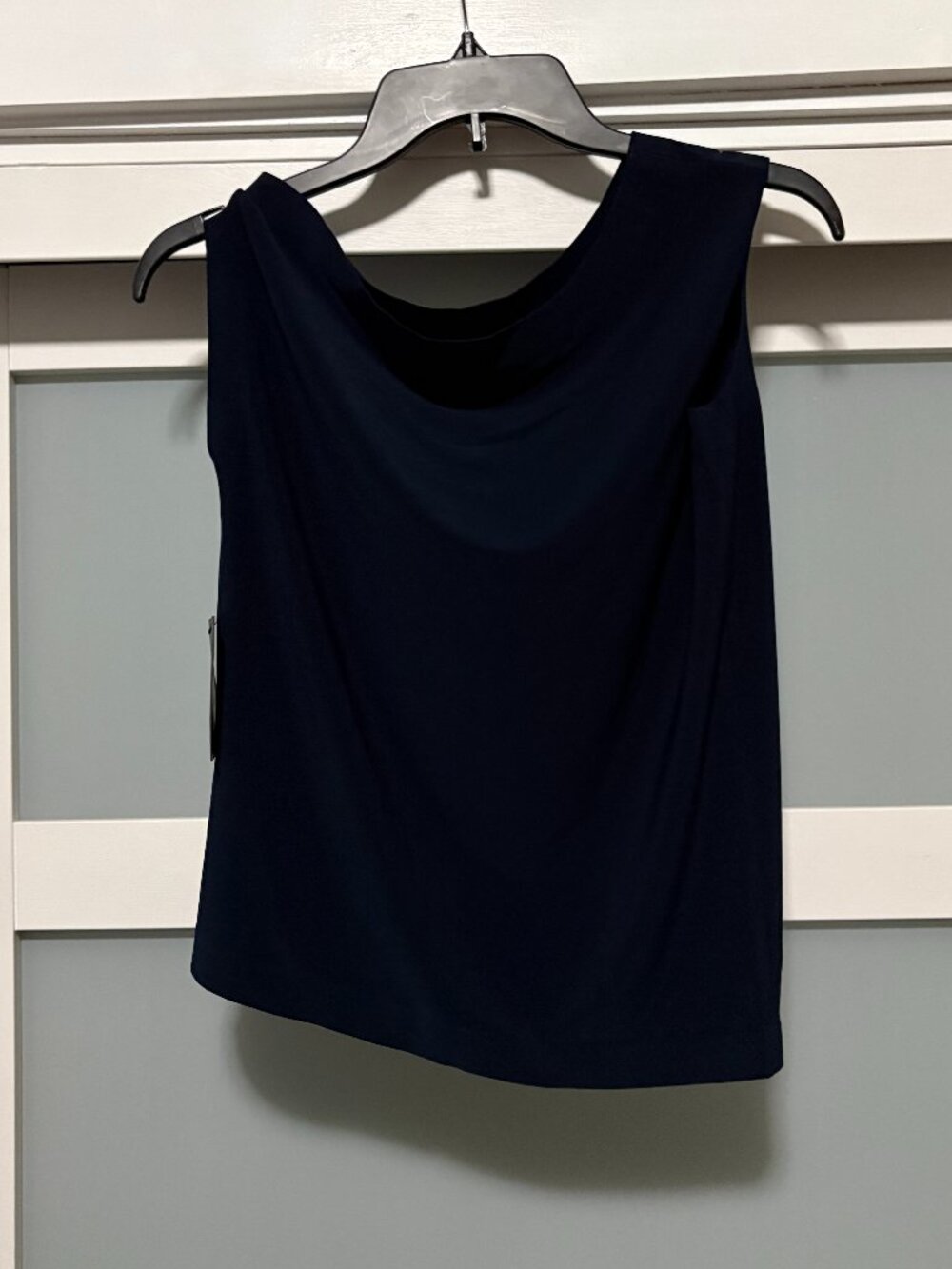 Norma Kamali Drop Shoulder Sleeveless Tank Top True Navy sz XXS 32 NEW NWT